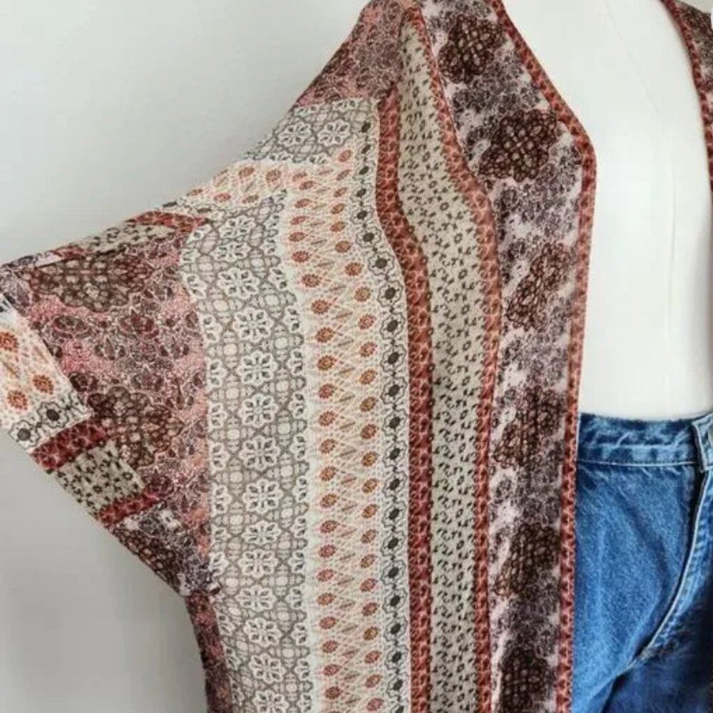 Massimo Dutti Boho Paisley Shawl Kimono Lightweight Sheer Wrap - Picture 5 of 8